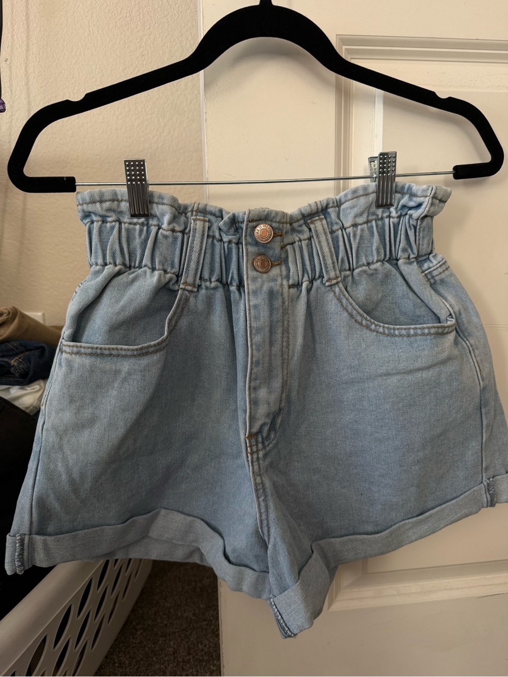 Forever 21 Light Blue Paperbag Denim Shorts
